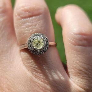 .84 ctw Fancy Yellow Diamond Solitaire Halo Engagement ring 14k white gold